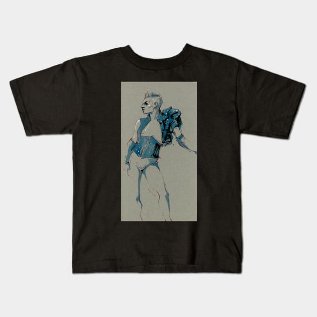 Tillie Dies Fashion Illustration Kids T-Shirt by A.E. Kieren Illustration